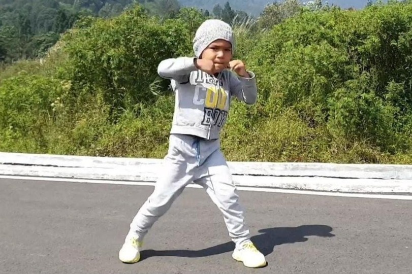 Tay dam nhi 5 tuoi the hien tai nang vo thuat hinh anh