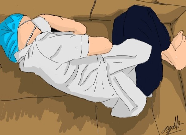 Co gai ve tranh tang dieu duong ngu tren tam bia hinh anh