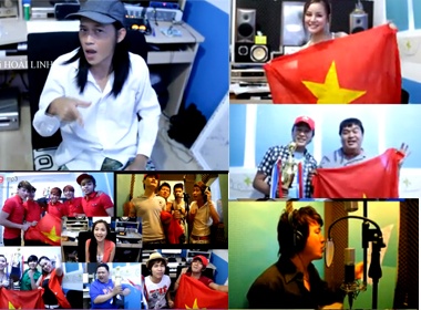 Bai hat co vu DT Viet Nam cua Hoai Linh va 79 sao Vbiz hinh anh