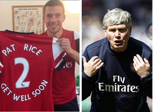 Podolski gui thong diep may man toi thay Pat Rice hinh anh