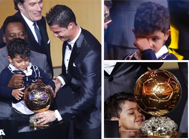 Con trai Ronaldo dang yeu trong ngay vinh danh cua bo hinh anh