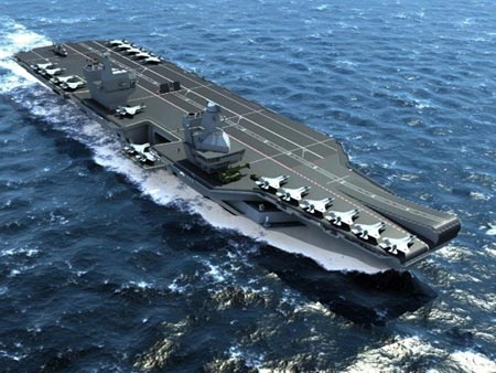Phác họa tàu HMS Queen Elizabeth chở máy bay F-35B. Ảnh: WCT