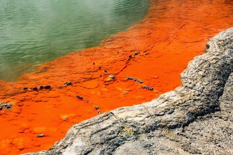 Nước trong hồ có màu sắc sống động do chứa nhiều loại hợp chất sillicate.