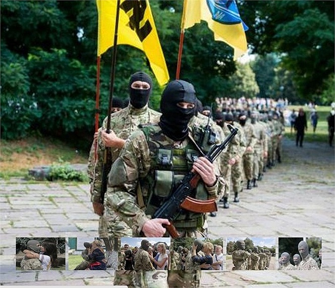 Những tân binh khởi hành lên đường tham chiến ở miền đông Ukraina.