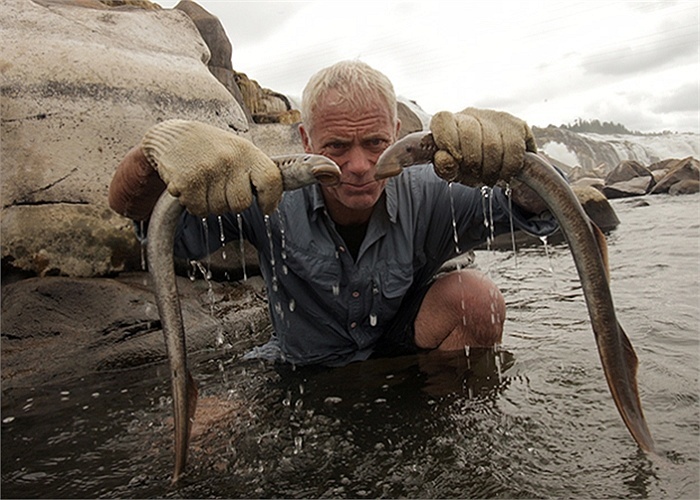 Wade và 2 con cá mút đá mới săn.