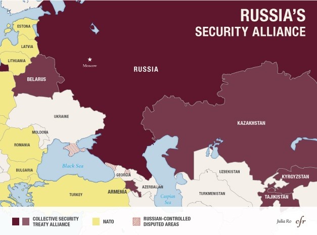Liên minh an ninh của Nga hiện tại. Ảnh: Infonet