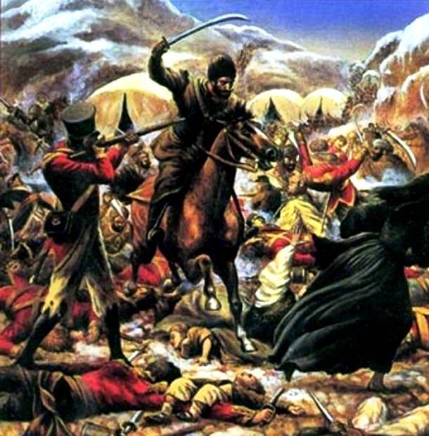 Vụ thảm sát đạo quân của Elphinstone xảy ra trong cuộc chiến tranh Anh-Afghanistan lần thứ nhất (1839 đến 1842) khi thiếu tướng Sir Willian Elphinstone dẫn dắt quân đội và thường dân châu Âu, Ấn Độ từ Kabul trở lại đơn vị đồn trú của Anh tại Jalalabad. Ngay sau khi quân Anh bắt đầu hành quân trên những ngọn núi bị tuyết quét qua, họ bị rượt đuổi và tàn sát không thương tiếc. Trong số hơn 16.000 binh sĩ, chỉ một người đàn ông châu Âu duy nhất tên William Brydon may mắn thoát nạn. 