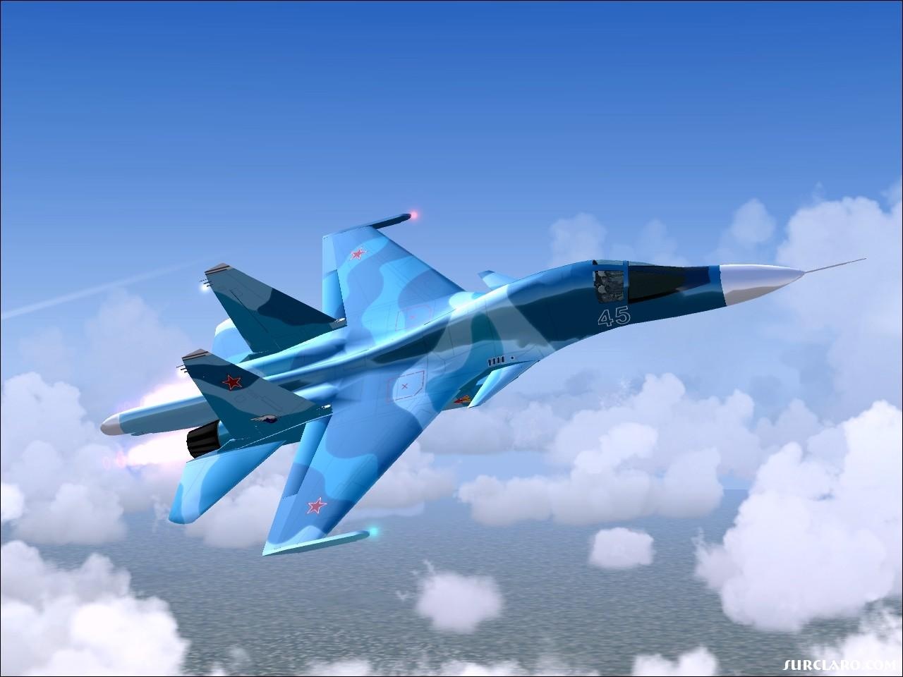 Su-34 sử dụng động cơ của Su-27, nhưng với những đầu vào không khí cố định, giới hạn tốc độ tối đa là khoảng Mach 1,8. Những chiếc sản xuất gần đây có động cơ thay đổi hướng phụt giống như Sukhoi Su-30 gần đây.  