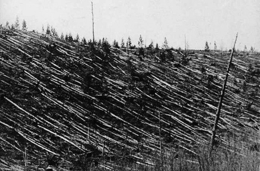 Khoảng 7h15 phút sáng ngày 30/6/1908, những người Tungus bản địa và người định cư Nga trên những quả đồi phía tây bắc hồ Baikal, gần sông Podkamennaya Tunguska, Siberia, quan sát thấy một cột ánh sáng xanh di chuyển ngang bầu trời. Khoảng 10 phút sau một vụ nổ lớn vang lên với âm thanh ngày càng lan rộng. Những nhân chứng nói rằng nguồn âm thanh di chuyển mỗi khi gặp chướng ngại, từ đông sang bắc. Tiếp sau âm thanh là một đợt sóng chấn động hất ngã mọi người và đập vỡ cửa sổ ở khoảng cách hàng trăm dặm.  Khởi nguồn của sự kiện có thể xuất phát từ  vụ nổ trên không của một tiểu hành tinh hay sao chổi từ khoảng cách 5 đến 10 km trên bề mặt trái đất. Năng lượng của vụ nổ sau này được ước tính trong khoảng 10 đến 20 megaton TNT, tương đương với Castle Bravo, quả bom hạt nhân mạnh nhất do Mỹ chế tạo. Vụ nổ đã đốn ngã khoảng 60 triệu cây trên diện tích 2.150 km2. 