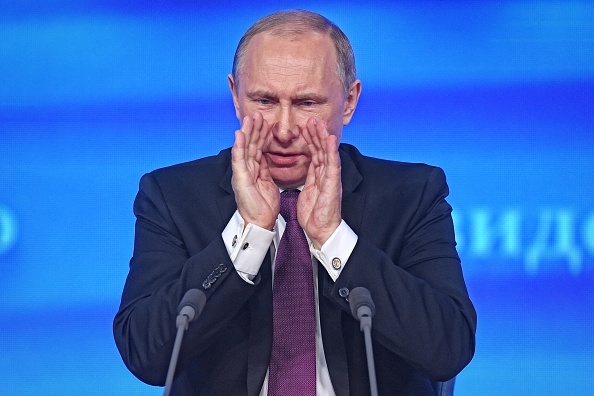 Tổng thống Putin phát biểu trong cuộc họp báo thường niên tại Moscow diễn ra ngày 18/12. Ảnh: AFP