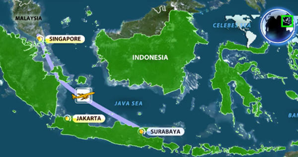 QZ8501 mất liên lạc với đài kiểm soát không lưu Jakarta lúc 6h sáng (giờ địa phương). Ảnh: RT