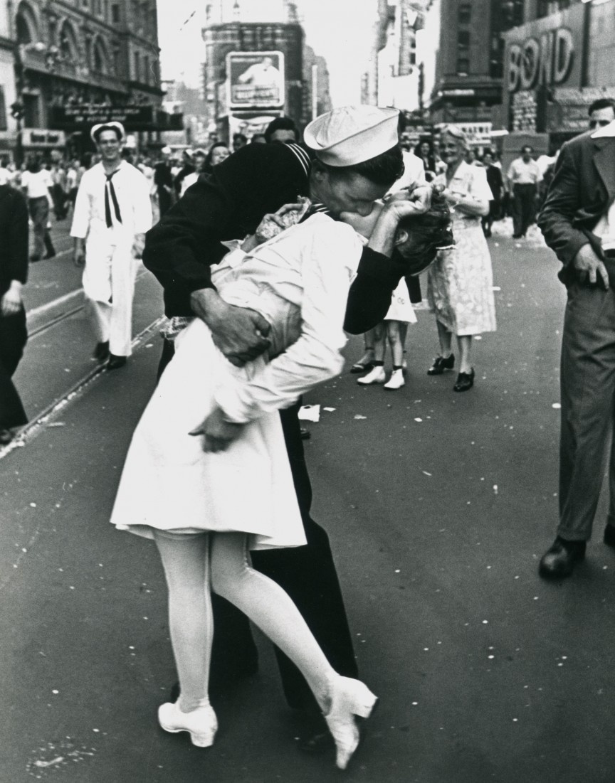 Considering all the iconic photographs of death and destruction, it’s nice to come across a pleasant image. This famous photo was snapped in New York’s Times Square the day Japan surrendered and World War Two ended. Appropriately, it is called “V-J Day in Times Square.” The photo was taken by Alfred Eisenstaedt who had followed this particular sailor down the road trying to get a good shot. He just happened to turn around at the right time and shot this picture which graced the cover of Life magazine.