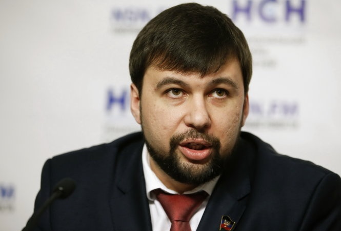 Denis Pushilin, đại diện cho Cộng hòa tự xưng Donetsk tại buổi họp báo ở Moscow. Ảnh: Reuters