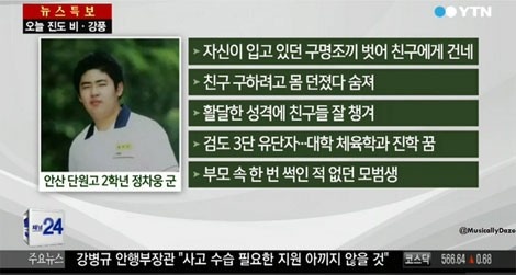 Sinh viên Jeong Cha Woong. Ảnh: Korea Herald.