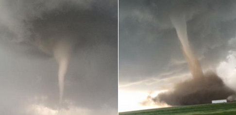 Những đám mây hình phếu thổi bụi lên không trung.    