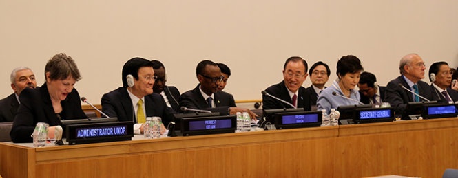 Chủ tịch nước Trương Tấn Sang tham dự sự kiện cấp cao về mô hình phát triển nông thôn mới và cộng đồng bền vững. Ảnh: Giản Thanh Sơn