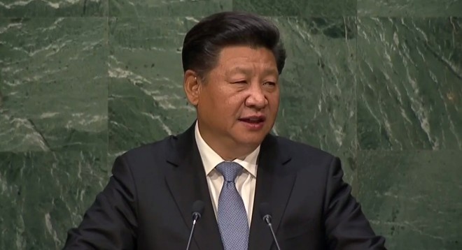 Chủ tịch Trung Quốc Tập Cận Bình phát biểu tại cuộc họp của Đại hội đồng Liên Hợp Quốc hôm 28/9.