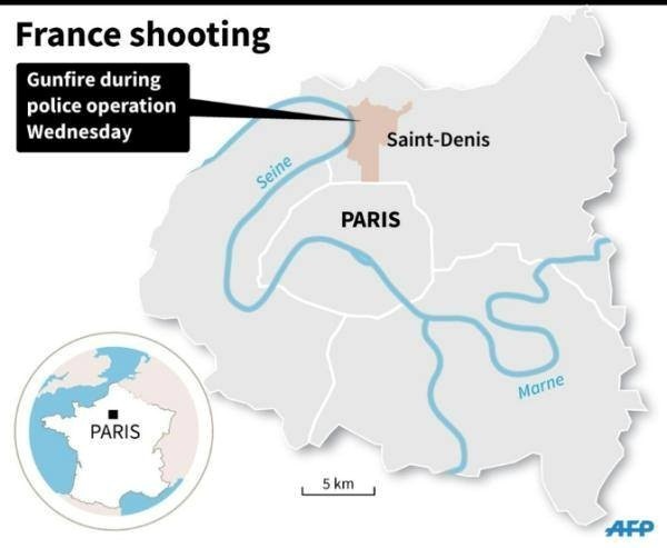 Bản đồ thể hiện vị trí khu vực cảnh sát bố ráp các nghi phạm. Đồ họa: AFP
