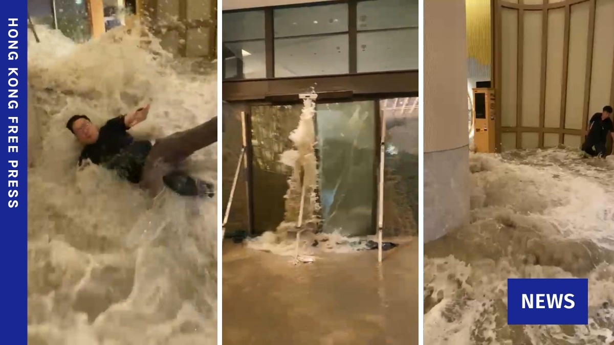 Nuoc lu bao Ragasa cuon troi nguoi trong khach san Hong Kong hinh anh