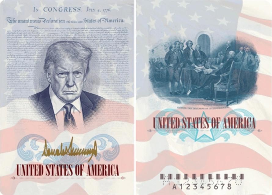 My chuan bi phat hanh ho chieu in hinh ong Trump hinh anh