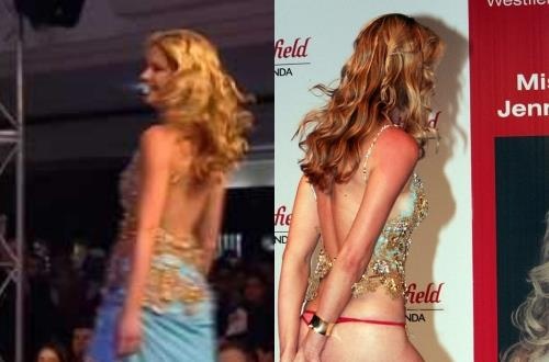 Khi nguoi dep thi hoa hau bi tuot vay, vap nga tren san khau hinh anh