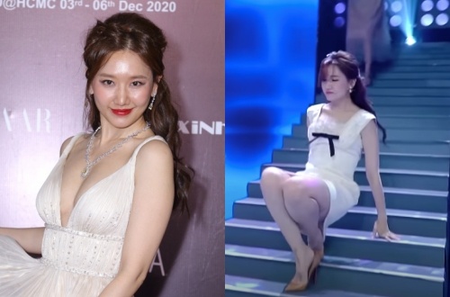 Lam Truong, Hari Won gap su co truot nga tren san khau hinh anh