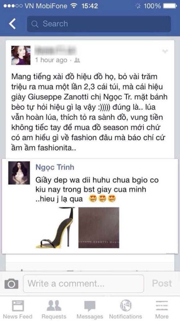 Ngọc Trinh bị chê là 