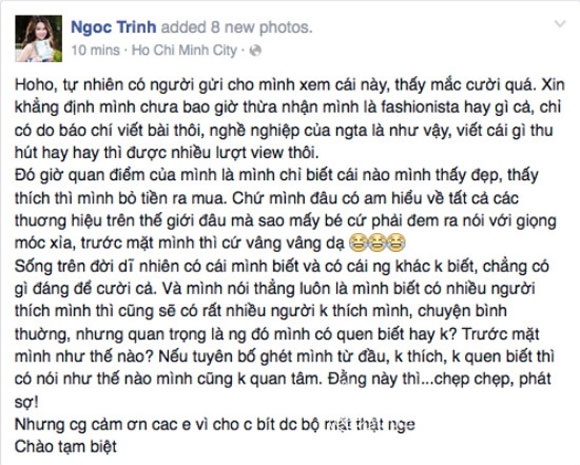 Ngọc Trinh cảm thấy thất vọng khi người nói xấu sau lưng cô lại là người chị em từng thân thiết.