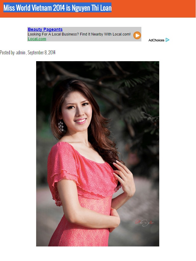 Hình ảnh giới thiệu Nguyễn Thị Loan trên chuyên trang sắc đẹp.