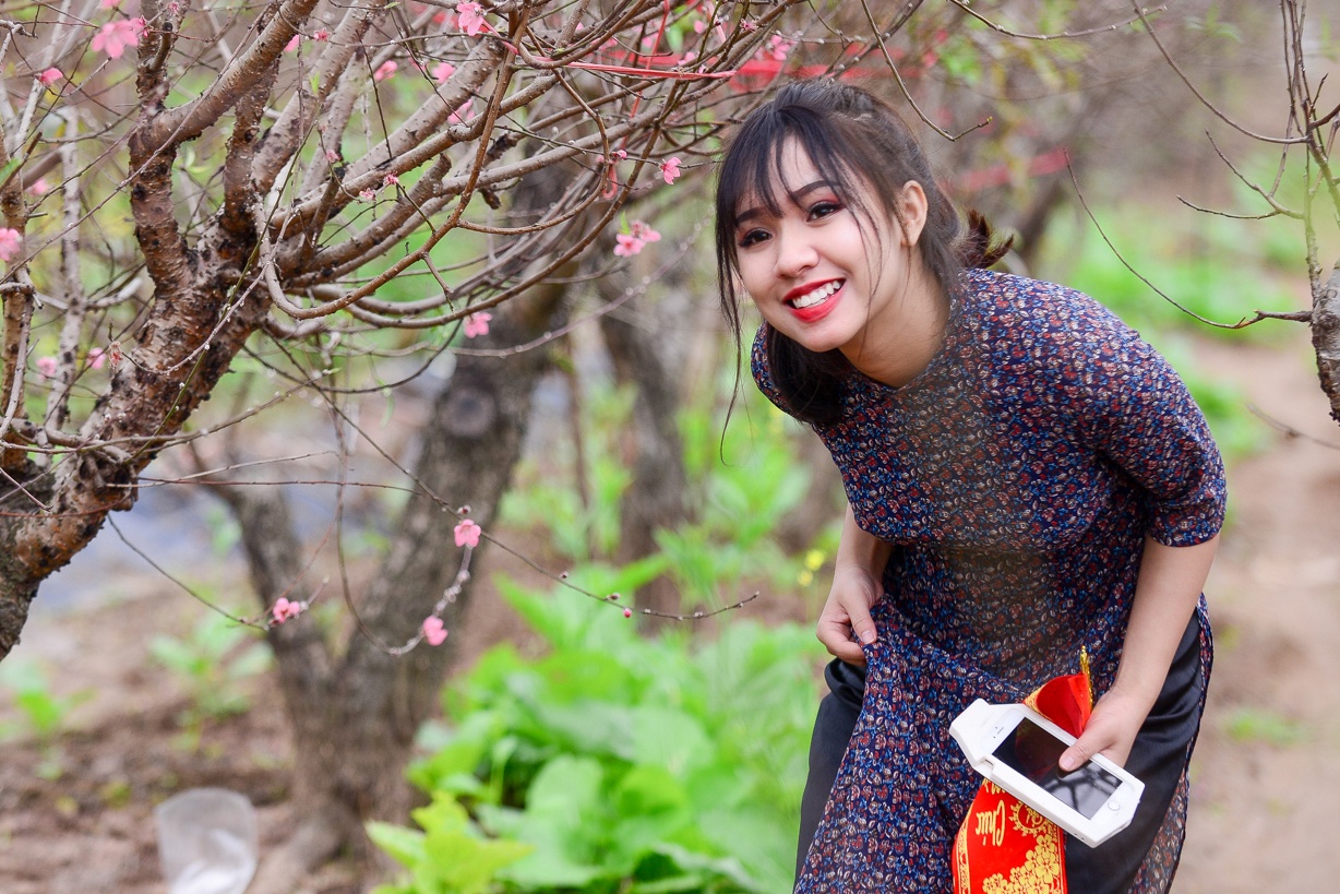 Vuon dao noi tieng Ha thanh dong duc ngay can Tet hinh anh