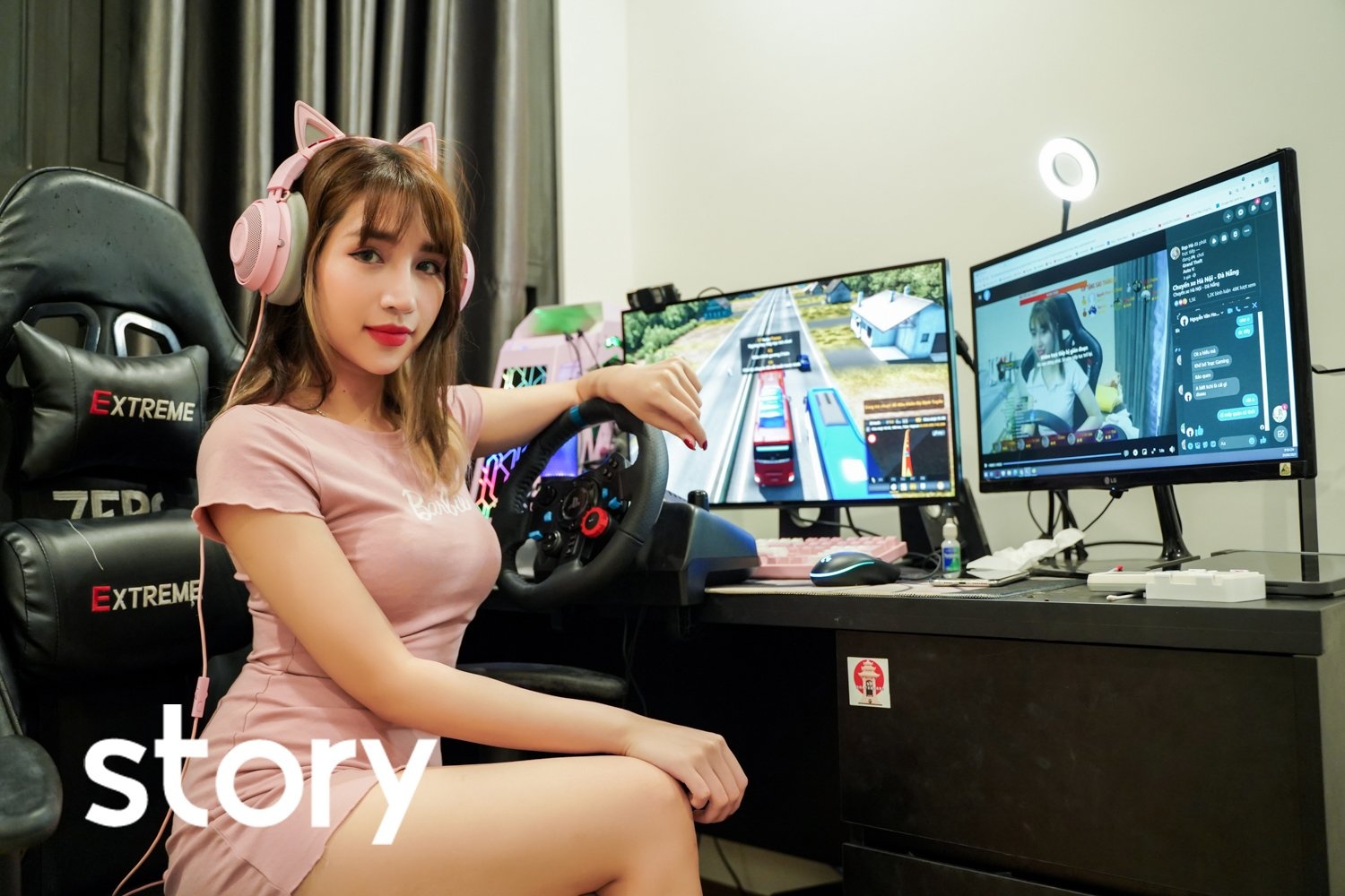 Nu streamer kiem tien nho lai xe khach online hinh anh