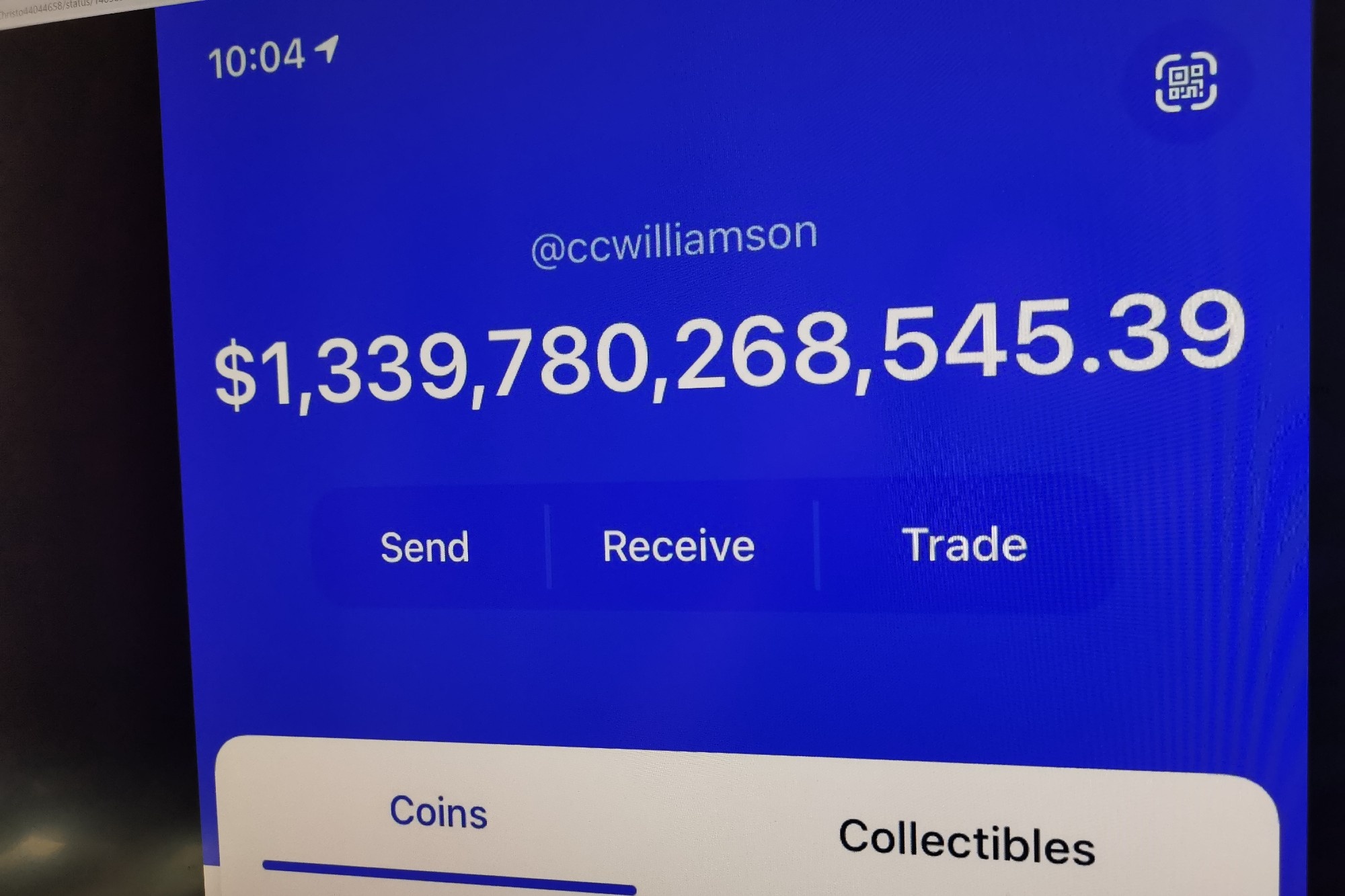 Coinbase xac minh vu mot sinh vien co luong coin 1.339 ty USD trong vi hinh anh