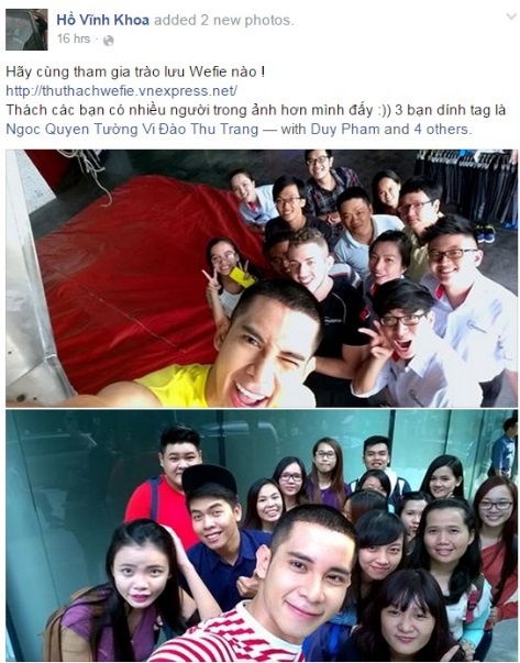 “Hot boy nổi loạn” Hồ Vĩnh Khoa khoe ảnh wefie cực nhắng trên facebook.