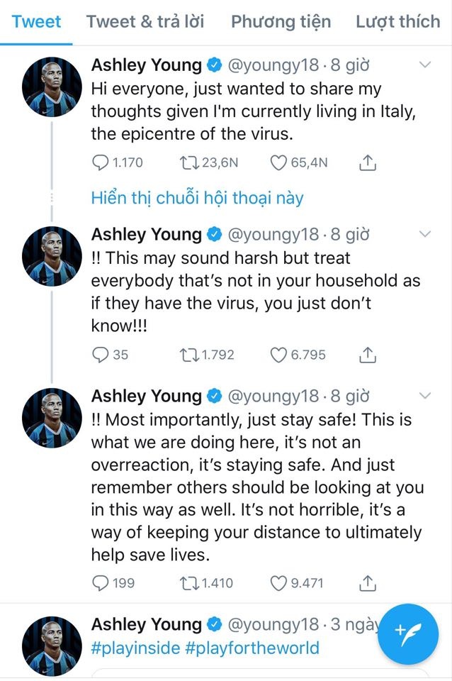 Ashley Young chia se bi quyet phong chong dich benh anh 1