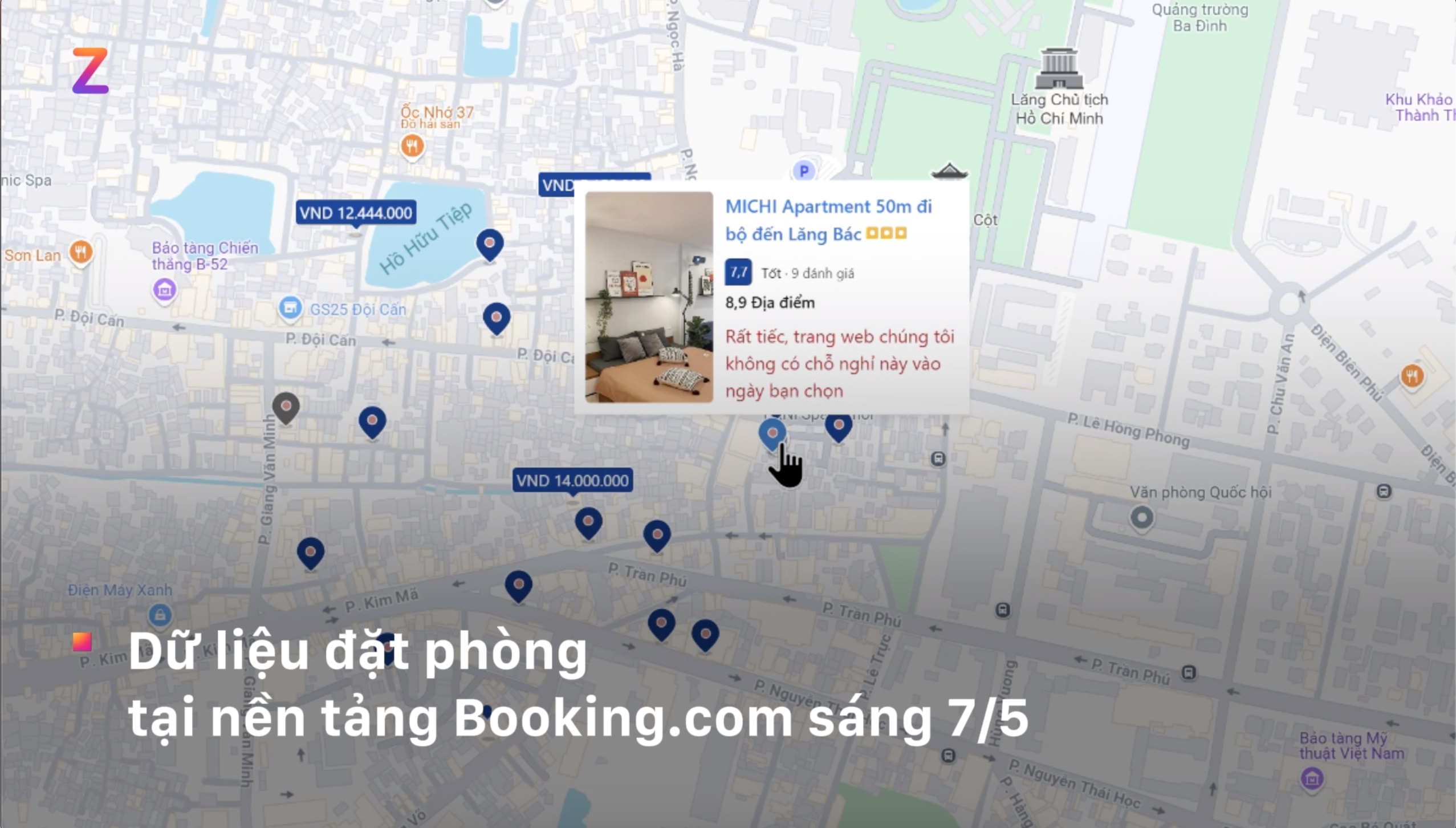 Trang thai het phong tai nhieu khach san Ha Noi dip 2/9 hien thi tren OTA hinh anh