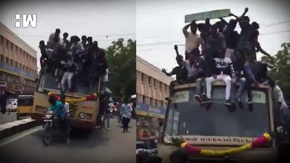 Xe buyt phanh gap, hang chuc sinh vien roi xuong duong hinh anh