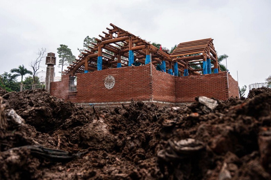 Can canh khu tuong niem anh hung Vo Thi Sau dang xay dung o Ha Noi hinh anh