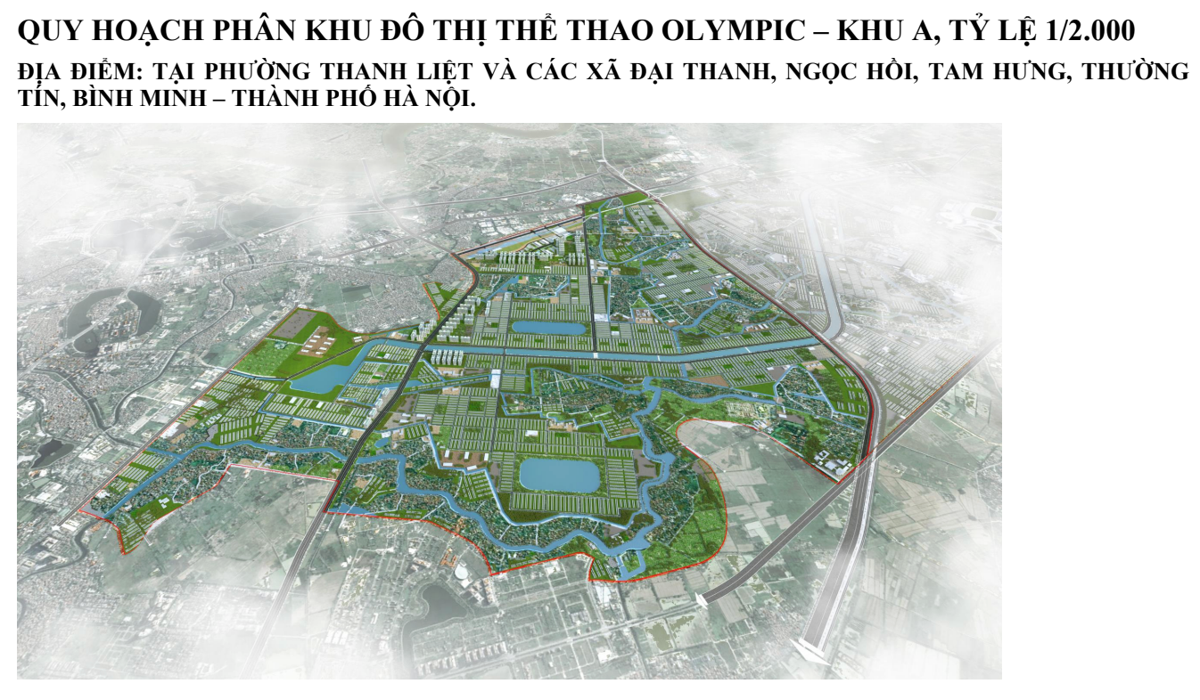 quy hoach khu Olympic,  phan khu Olympic,  du an Olympic anh 2