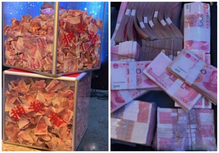 Cong ty hao phong de nhan vien thi nhau boc tien thuong Tet hinh anh