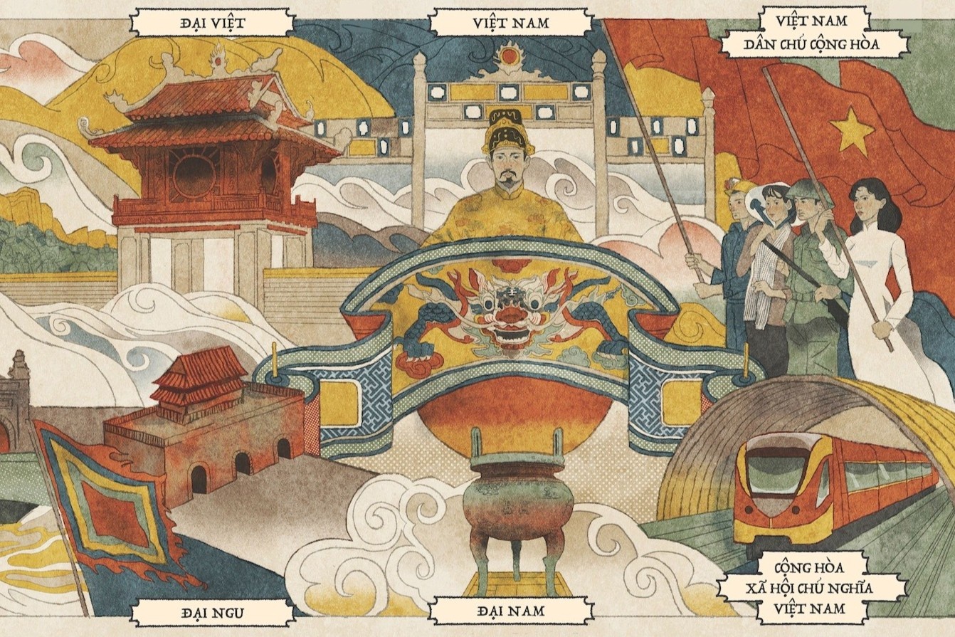 Hoa si tre ve minh hoa quoc hieu Viet Nam qua cac thoi ky hinh anh