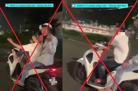 Nam thanh nien lai xe may bang chan tren duong pho Da Nang hinh anh