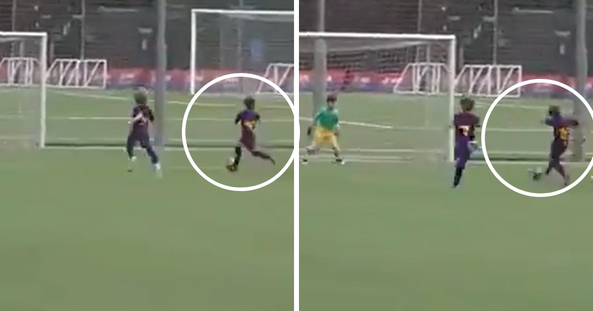 Con trai Messi ghi ban cho doi tre Barca hinh anh