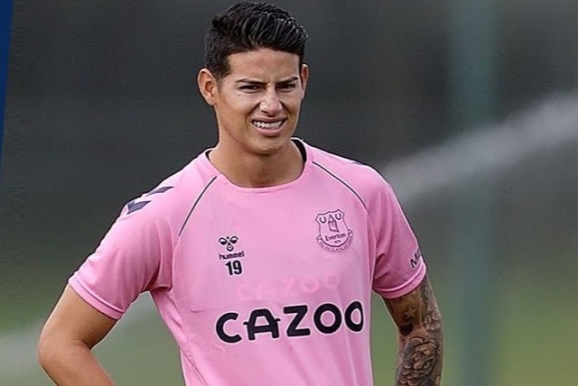 James Rodriguez ghi ban trong buoi tap dau tai Everton hinh anh