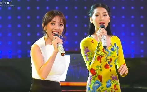 Thu Trang tao nen man song ca tham hoa khi hat dan ca cung thi sinh hinh anh