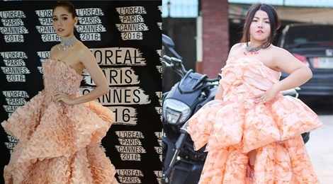 Nang beo gay chu y khi dien vay 'nhai' minh tinh hinh anh