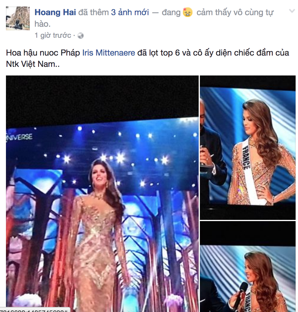 Hoa hậu Hoàn vũ 2016 mặc váy của NTK Hoàng Hải ảnh 2 Hoa hau Hoan vu 2016 mac vay cua NTK Hoang Hai anh 2