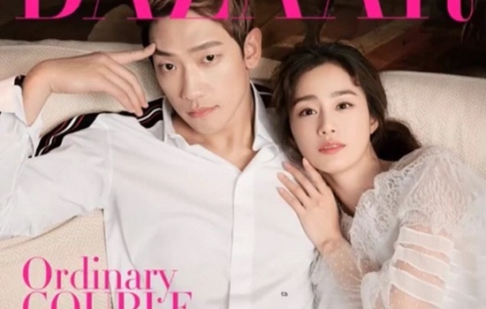 Kim Tae Hee e ap ben Bi Rain tren trang bia tap chi thang 4 hinh anh