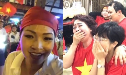 Phuong Thanh va dong nguoi ham mo ket cung vi con bao U23 Viet Nam hinh anh