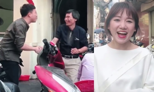 Tran Thanh, Hari Won phan khich khi gap TS Le Tham Duong tren pho hinh anh