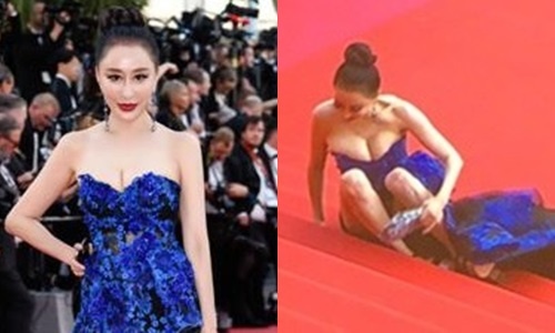 Hoa hau 'vo ech' tren tham do Cannes bi khan gia keu goi tay chay hinh anh